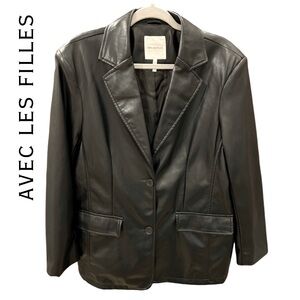 Avec Les Filles black faux leather blazer